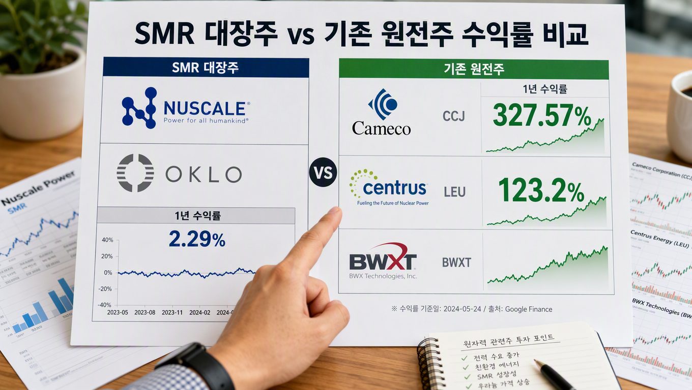 smr 대장주 미국 후보와 기존 원전 관련주 수익률 비교
