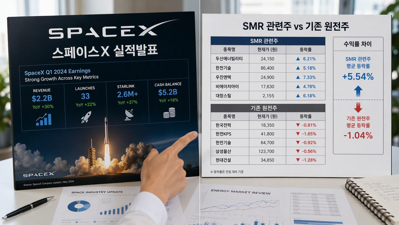 스페이스x 실적발표 후 관련주와 원전 섹터를 비교하는 투자 기준