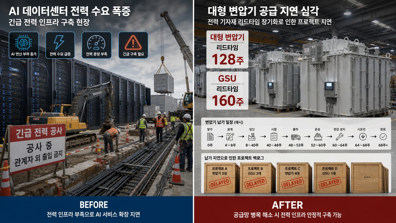 데이터센터 전력 수요 증가가 변압기 공급 병목을 만드는 이유